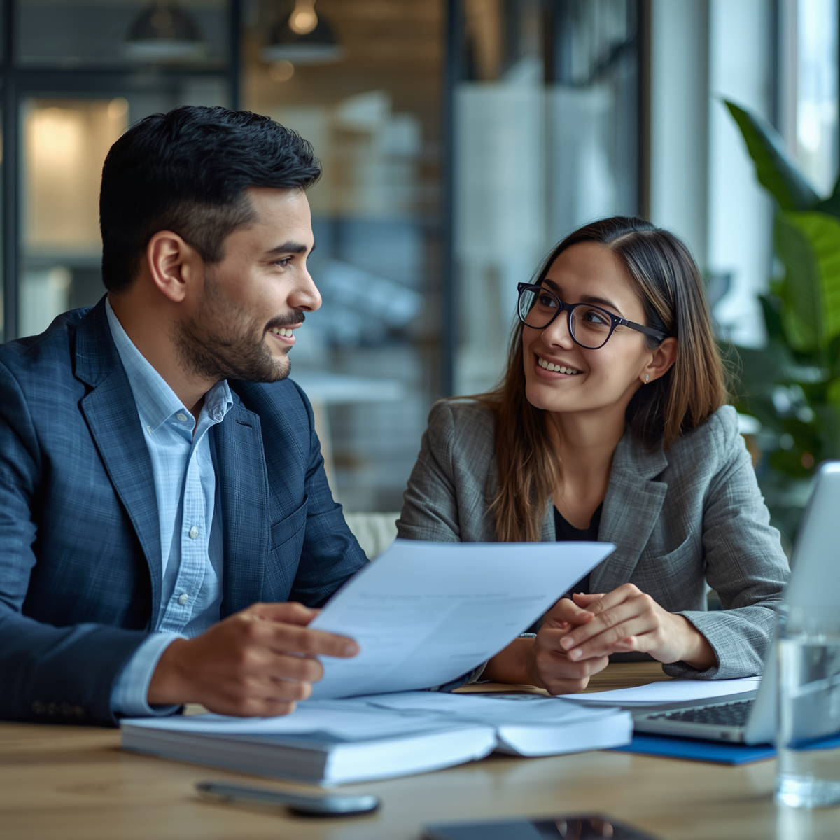 Asesor financiero conversando con cliente